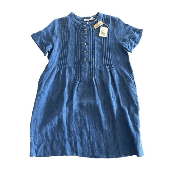 Faherty Gemina Linen Basketweave Dress Indigo Blue Size S, NEW NWT, MSRP $178 - Picture 4 of 11